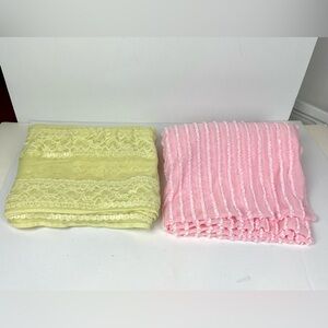 Vintage Fabric bundle 3D Mesh Blush Pink & yellow lace trim mesh